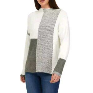 Cyrus Pullover Sweater Womens Size Large Color Block Long Sleeve Mock Neck